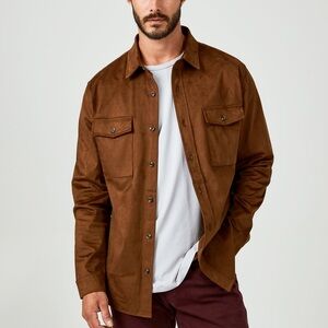 7Diamonds Autumn Brown Stretch Suede Over Shirt Jacket NWT Size XL